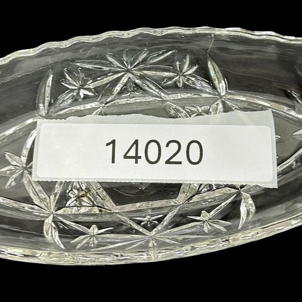 Vintage Anchor Hocking EAPC Star Of David Oval Relish Dish Pressed Glass Serving